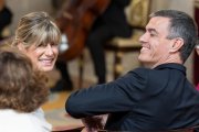 El presidente del Gobierno, Pedro Sánchez, y su mujer, Begoña Gómez, durante la imposición de condecoraciones con ocasión del X aniversario de la Proclamación de Su Majestad el Rey, en el Palacio Real.