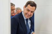El presidente de la Junta de Andalucía, Juanma Moreno, este lunes en Huelva.