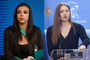 Sarah Santaolalla y la portavoz del PP en el Congreso, Ester Muñoz