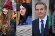 Las hijas de Zapatero, Laura y Alba Rodríguez, el expresidente y su secretaria Gertrudis