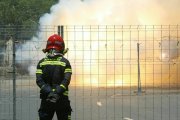 Los bomberos, protagonistas de la mascletà de este martes.