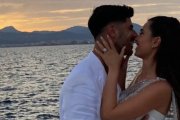 Marco y Sandra, disfrutando de su boda a la caída del sol en Mallorca. Instagram.