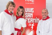 Los presentadores de 'Vive San Fermín' Ana Prada, Teo Lázaro y Julian Iantzi