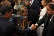 Pedro Sánchez y Oriol Junqueras en el Congreso.