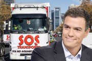 Transportistas en huelga y Pedro Sánchez