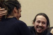 Pablo Iglesias y Alberto Rodríguez, condenado este jueves por el Supremo.