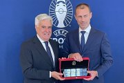 Pedro Rocha, presidente de la RFEF, y Aleksander Ceferin, su homólogo de la UEFA