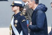 Pedro Sánchez, el pasado sábado, junto a la princesa Leonor.