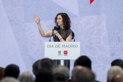 La presidenta de la Comunidad de Madrid, Isabel Díaz Ayuso, interviene durante la celebración del Día de Madrid en Fitur 2025, en la 45ª edición de la Feria Internacional del Turismo, (Fitur), en IFEMA, a 24 de enero de 2025, en Madrid (España). El estand de Madrid muestra la oferta turística de la capital como el resto de municipios de la región. Además, presenta a Madrid como ‘’una ciudad dinámica, llena de historia y con una marcada identidad que aúna tradición y modernidad’’.

Alberto Ortega / Europa Press
24 ENERO 2025;AYUSO;DÍA;MADRID;FITUR;CELEBRACIÓN;
24/1/2025