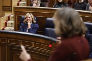 La ministra Portavoz, de Educación, Formación Profesional y Deportes, Pilar Alegría, durante una sesión de control al Gobierno en el Congreso de los Diputados, a 26 de febrero de 2025, en Madrid (España). El Gobierno hace frente a una nueva sesión de cont.