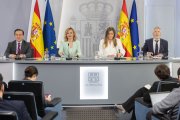 El ministro de Asuntos Exteriores, Unión Europea y Cooperación, José Manuel Albares; la ministra portavoz, Pilar Alegría; la vicepresidenta tercera, Sara Aagesen, y el ministro del Interior, Fernando Grande-Marlaska.