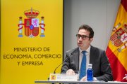 El ministro de Economía y Comercio, Carlos Cuerpo, durante una rueda de prensa posterior al Consejo Interterritorial de Internacionalización, en la sede del Ministerio, a 19 de mayo de 2025, en Madrid (España). 