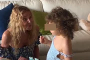 Ana Obregón celebrando el día del cumpleaños de su hijo Aless con la pequeña Ana Sandra.