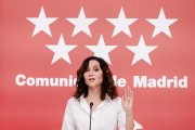 La presidenta de la Comunidad de Madrid, Isabel Díaz Ayuso, comparece en la Real Casa de Correos para denunciar la ruptura de la caja común.