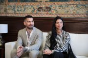 Ilia Topuria y su pareja Giorgina Uzcategui en un acto.