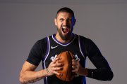 SACRAMENTO, CALIFORNIA - SEPTEMBER 30: Alex Len poses for a photo during a media day photo shoot at Sacramento Kings Practice Facility on September 30, 2024 in Sacramento, California. NOTE TO USER: User expressly acknowledges and agrees that, by downloading and or using this photograph, User is consenting to the terms and conditions of the Getty Images License Agreement. (Photo by John Todd/Getty Images)