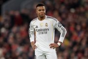 LIVERPOOL, ENGLAND - NOVEMBER 04: Kylian Mbappe of Real Madrid looks on during the UEFA Champions League 2025/26 League Phase MD4 match between Liverpool FC and Real Madrid C.F. at Anfield on November 04, 2025 in Liverpool, England. (Photo by Michael Regan/Getty Images)