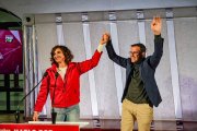 La ministra de Hacienda, María Jesús Montero junto al candidato socialista de Extremadura Miguel Ángel Gallardo en el acto celebrado en Almendralejo