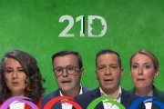 La candidata de Unidas por Extremadura, Irene de Miguel, el socialista Miguel Ángel Gallardo, el candidato de Vox, Óscar Fernández Calle y la candidata del PP Maria Guardiola