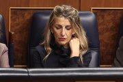 Yolanda Díaz durante una sesión en el Congreso de los Diputados.