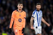 SAN SEBASTIAN, SPAIN - JANUARY 18: Pedri of FC Barcelona reacts during the LaLiga EA Sports match between Real Sociedad and FC Barcelona at Estadio Anoeta on January 18, 2026 in San Sebastian, Spain. (Photo by Juan Manuel Serrano Arce/Getty Images)