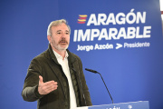 El candidato del PP a la reelección a la Presidencia de Aragón, Jorge Azcón