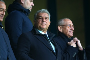 VILLARREAL, SPAIN - DECEMBER 21: Joan Laporta, President of FC Barcelona looks on from the stands prior to the LaLiga EA Sports match between Villarreal CF and FC Barcelona at Estadio de la Ceramica on December 21, 2025 in Villarreal, Spain. (Photo by Alex Caparros/Getty Images)