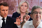 Jean-Luc Mélenchon, líder del partido Francia Insumisa, Marine Le Pen y Emmanuel Macron