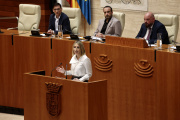 La candidata a la Presidencia de la Junta de Extremadura, María Guardiola,