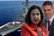 Margarita Robles, Pedro Sánchez y la fragata Cristóbal Colón