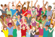 Vector illustrations of young people rejoicin