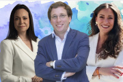 María Corina Machado, José Luis Martínez -Almeida y Ester Muñoz