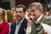 Juanma Moreno y Alberto Núñez Feijóo, hoy en Málaga