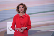 María Jesús Montero, al inicio del segundo debate a cinco que se celebra en la semana de las elecciones