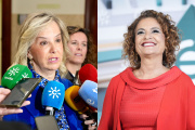 A la izquierda la Fiscal Superior de Andalucía, Ana Tárrago, y a la derecha la candidata socialista María Jesús Montero.