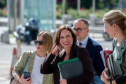 La consejera de Fomento de la Junta en funciones, Rocío Díaz, a su llegada a la Conferencia sectorial de vivienda celebrada en Madrid.