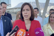 Diana Morant en el acto en la terminal de Balearia en Dénia