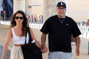 Lola García y Kiko Rivera a su llegada de Palma de Mallorca.