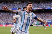 KANSAS CITY, MISSOURI - JUNE 16: Lionel Messi #10 of Argentina celebrates scoring his team's first goal during the FIFA World Cup 2026 Group J match between Argentina and Algeria at Kansas City Stadium on June 16, 2026 in Kansas City, Missouri. (Photo by Charlotte Wilson/Getty Images)