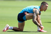 Álex Grimaldo, en el entrenamiento de ayer lunes en Chattanooga, Tennessee