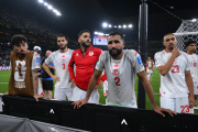GUADALUPE, MEXICO - JUNE 20: Ali Abdi #2 of Tunisia and teammates applaud fans after the 0-4 loss during the FIFA World Cup 2026 Group F match between Tunisia and Japan at Monterrey Stadium on June 20, 2026 in Guadalupe, Mexico. (Photo by David Ramos/Getty Images)