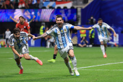 ATLANTA, GEORGIA - JULY 07: Lionel Messi #10 of Argentina celebrates scoring his team's second goal during the FIFA World Cup 2026 Round of 16 match between Argentina and Egypt at Atlanta Stadium on July 07, 2026 in Atlanta, Georgia. (Photo by Elsa/Getty Images)