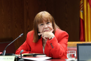 La presidenta del PSOE, Cristina Narbona, durante su comparecencia