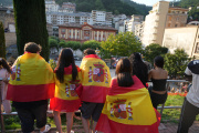 Aficionados de la selección española durante la final del Mundial en Eibar