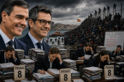 Imagen generada con IA de Pedro Sánchez, Félix Bolaños y los 8 fiscales desbordados por la crisis migratoria de Ceuta