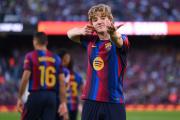 BARCELONA, SPAIN - OCTOBER 10: Anthony Gordon of FC Barcelona celebrates their team's first goal during the LaLiga EA Sports 2026/27 match between FC Barcelona and Getafe CF at Spotify Camp Nou on October 10, 2026 in Barcelona, Spain. (Photo by David Ramos/Getty Images)