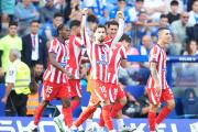BARCELONA, SPAIN - OCTOBER 17: Alex Baena of Atletico Madrid celebrates scoring his team’s first goal during the LaLiga EA Sports 2026/27 match between RCD Espanyol de Barcelona and Atletico de Madrid at RCDE Stadium on October 17, 2026 in Barcelona, Spain. (Photo by Pedro Salado/Getty Images)