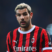 UDINE, ITALY - APRIL 11:  Theo Hernández of AC Milan during the Serie A match between Udinese and AC Milan at Stadio Friuli on April 11, 2025 in Udine, Italy. (Photo by Alessandro Sabattini/Getty Images)