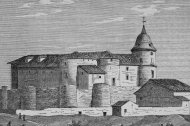Grabado histórico del Castillo de Simancas, símbolo del poder real y actual sede del Archivo General, uno de los más importantes de Europa.