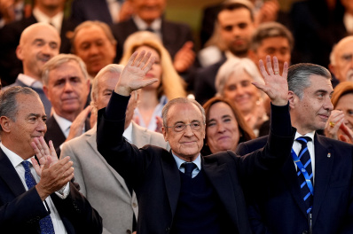 MADRID, SPAIN - MAY 14: Florentino Perez, President of Real Madrid, in attendance for the LaLiga EA Sports match between Real Madrid CF and Real Oviedo at Estadio Santiago Bernabeu on May 14, 2026 in Madrid, Spain. (Photo by Angel Martinez/Getty Images)